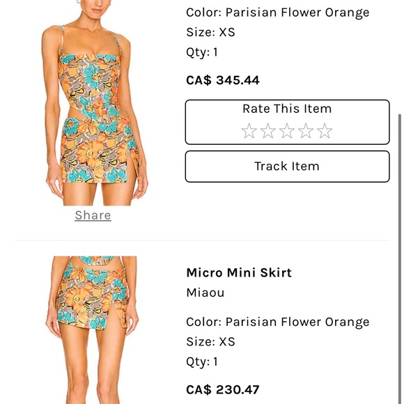 Miaou Mini Skirt in Parisian Flower Orange - Picture 5 of 6